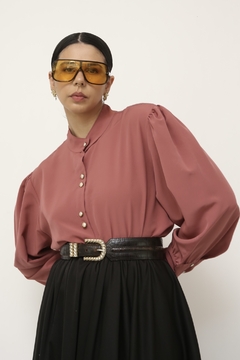 Camisa rosa antigo vintage manga bufante - comprar online