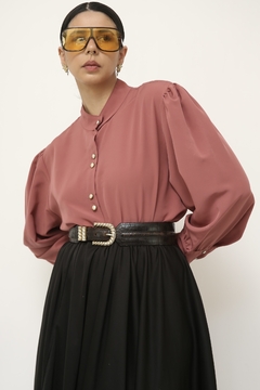 Camisa rosa antigo vintage manga bufante - loja online