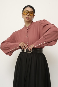 Camisa rosa antigo vintage manga bufante