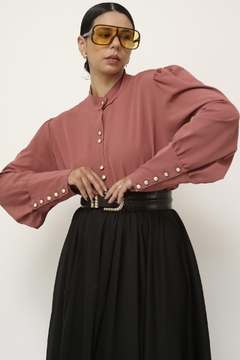 Camisa rosa antigo vintage manga bufante na internet