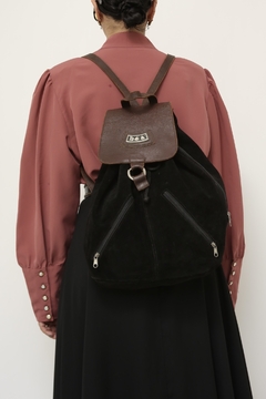 Mochila 100% couro camurça vintage - comprar online