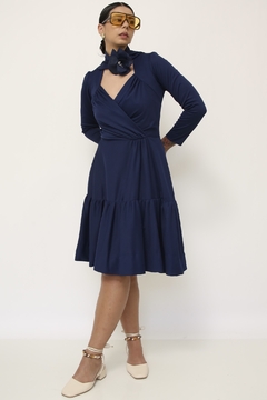 Vestido azul MARIE CLAIRE cinto flor