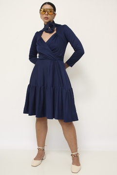 Vestido azul MARIE CLAIRE cinto flor na internet