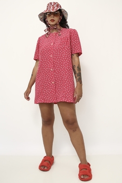 Vestido poa rosa Portugal vintage - comprar online