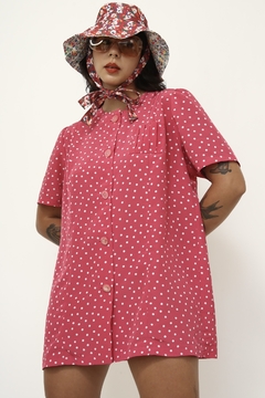 Vestido poa rosa Portugal vintage - Capichó Brechó
