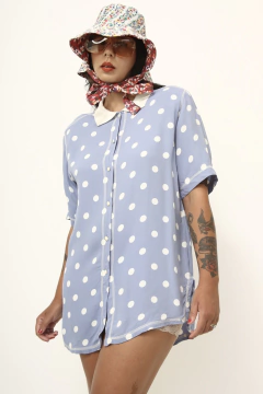 Imagem do Camisa azul poa vintage