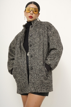 Jaqueta 100% lã com gola cinza vintage - comprar online
