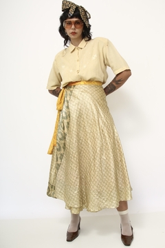 Camisa amarela bordado vintage - loja online