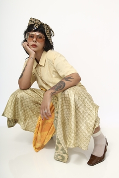 Camisa amarela bordado vintage - comprar online