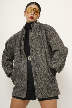 Jaqueta 100% lã com gola cinza vintage - loja online