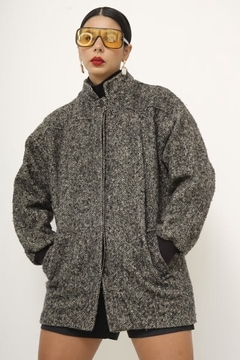 Jaqueta 100% lã com gola cinza vintage - loja online