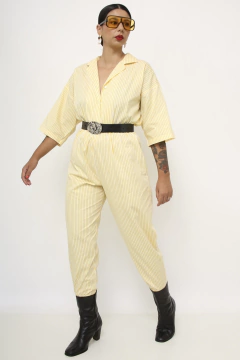 Conjunto amarelo listras vintage