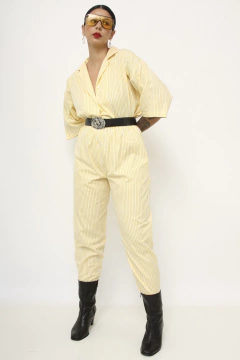 Conjunto amarelo listras vintage na internet
