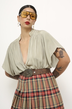 Camisa verde 100% seda trasnpassada - comprar online