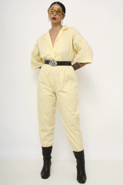 Conjunto amarelo listras vintage