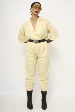 Conjunto amarelo listras vintage - Capichó Brechó