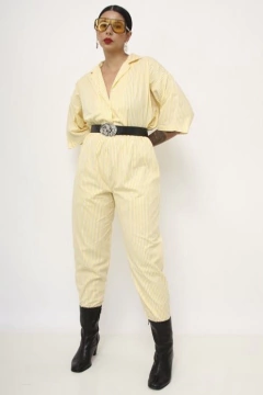 Conjunto amarelo listras vintage