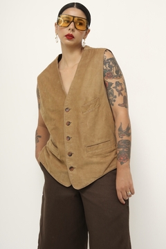 Colete couro marrom forrado BROOKSFIELD