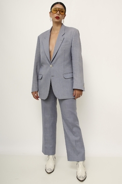 Conjunto Calça + Blazer azul vintage