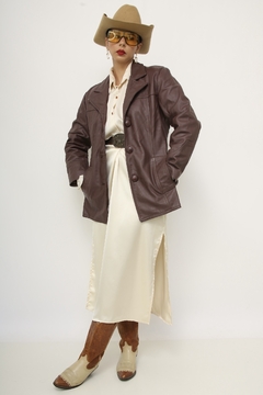 Blazer couro marrom vintage na internet
