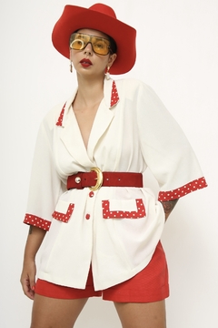 Blazer levinho detalhe poa vermelho - Capichó Brechó