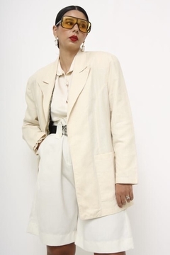Blazer creme linho ombreira classico - comprar online