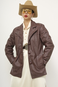 Blazer couro marrom vintage - loja online