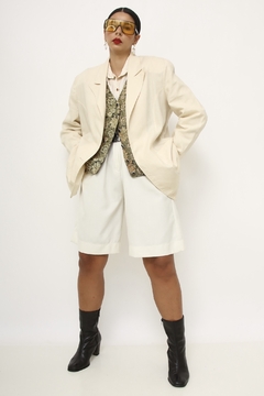 Blazer creme linho ombreira classico na internet