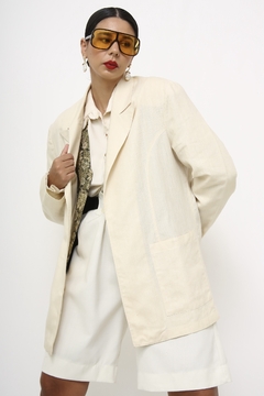 Blazer creme linho ombreira classico na internet