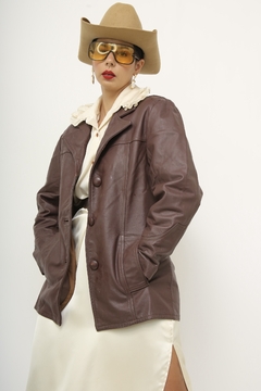 Blazer couro marrom vintage