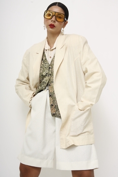 Blazer creme linho ombreira classico - loja online