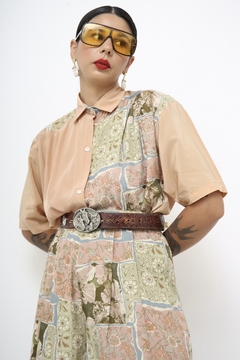 Conjunto Camisa + Bermuda pessego estampa na internet