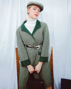 casaco xadrez longo lã detalhe fecho dourado bolso na internet