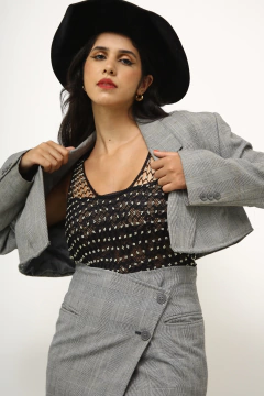 Conjunto xadrez Pierre Cardin Blazer + Saia WILD HORSE - Capichó Brechó