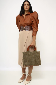 Saia trasnpassada pregas 100% lã - comprar online