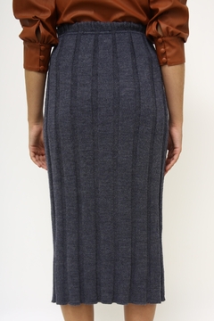 Saia azul plissada tricot - comprar online