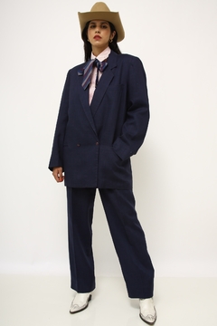Conjunto Calça + Blazer linho azul - Capichó Brechó