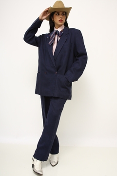 Conjunto Calça + Blazer linho azul - comprar online