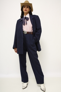 Conjunto Calça + Blazer linho azul