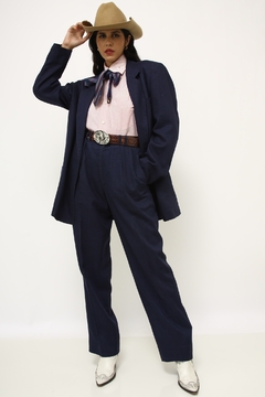 Conjunto Calça + Blazer linho azul - comprar online