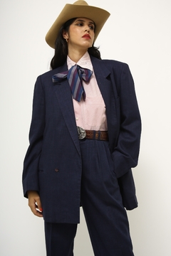 Conjunto Calça + Blazer linho azul - comprar online