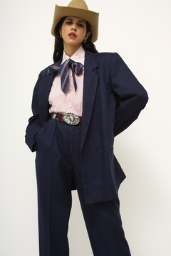 Conjunto Calça + Blazer linho azul - loja online