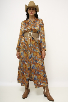 Vestido estampado 70´s vintage longo - loja online