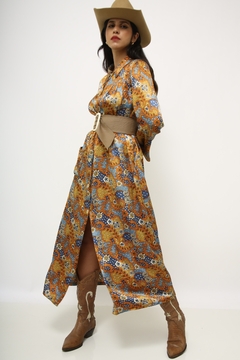 Vestido estampado 70´s vintage longo na internet