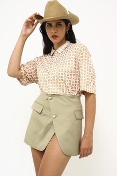 Camisa xadrez bege vintage