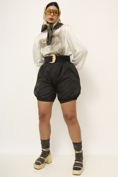 Shorts balone preto culote vintage