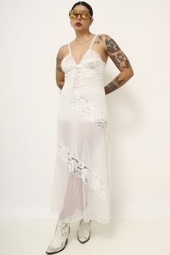 Camisola branca renda midi vintage