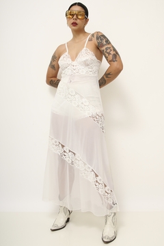 Camisola branca renda midi vintage - comprar online