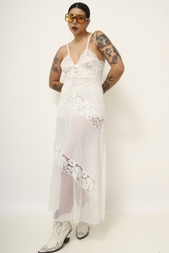Camisola branca renda midi vintage - comprar online
