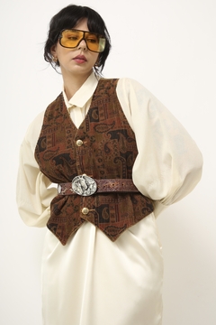 Colete veludo vintage estampado - comprar online